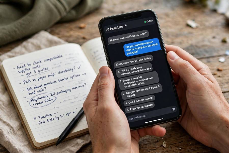 Taking notes while experimenting with an AI chatbot