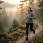 Breathing Techniques for Endurance: The Skill Nobody Trains Runner practicing rhythmic breathing on morning trail run