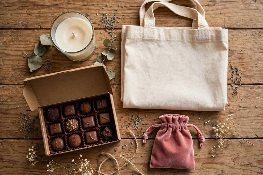 Budget-friendly bridesmaid gifts arranged on a table
