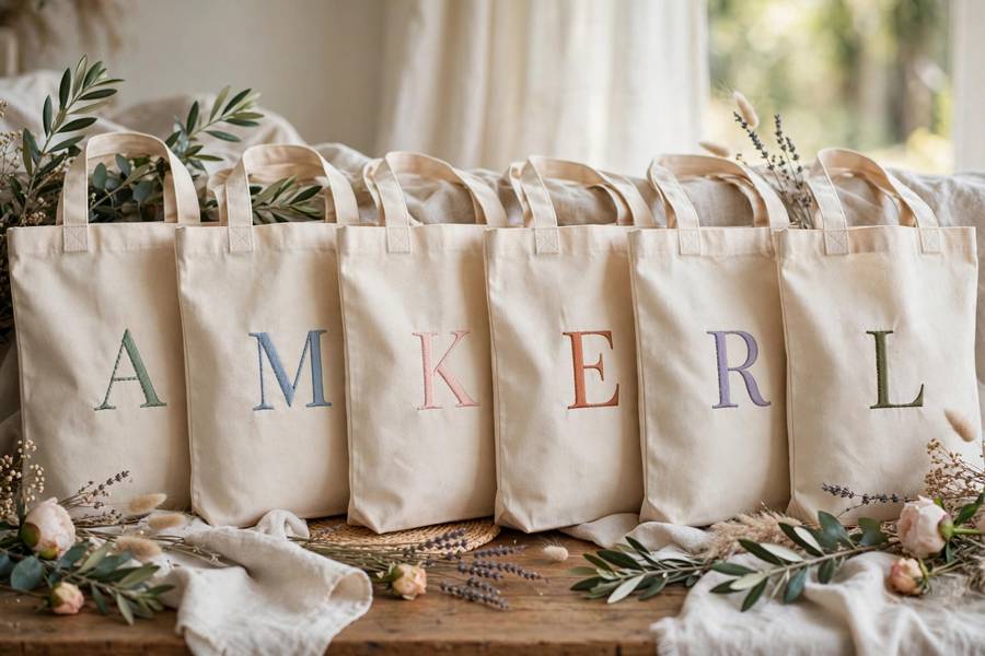 Personalized tote bags as bridesmaid gifts