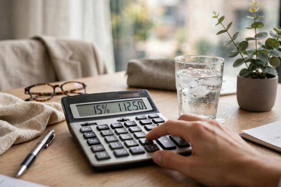 Calculator showing commission percentages on sale