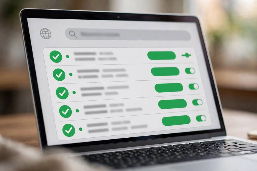 A domain check showing available domain names in green