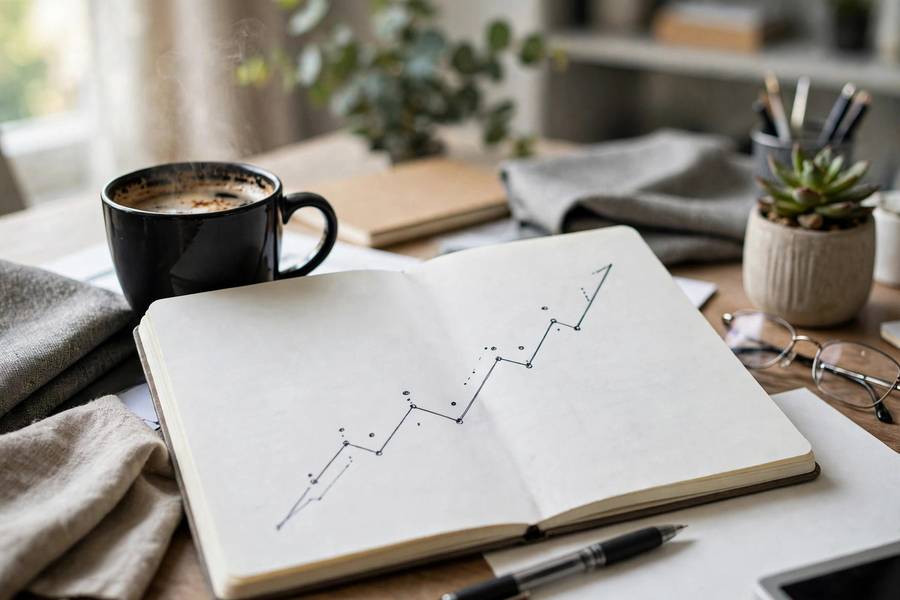 Growth chart with upward trending business value