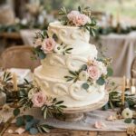 A buttercream wedding cake with textured swirls — buttercream vs fondant texture compared