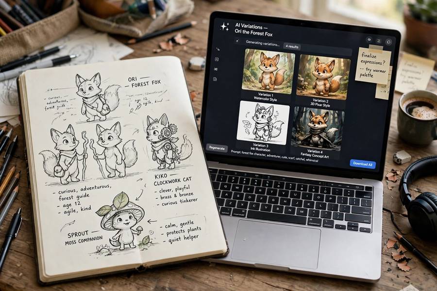 Human sketches beside AI variations exploring if AI can create original art