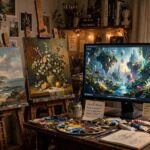 Can AI Make Art? An Honest Answer From Someone Who Tests the Tools Traditional paintings beside AI-generated art, asking can AI make art