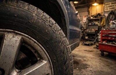 Uneven tire wear caused by driving with bad wheel alignment