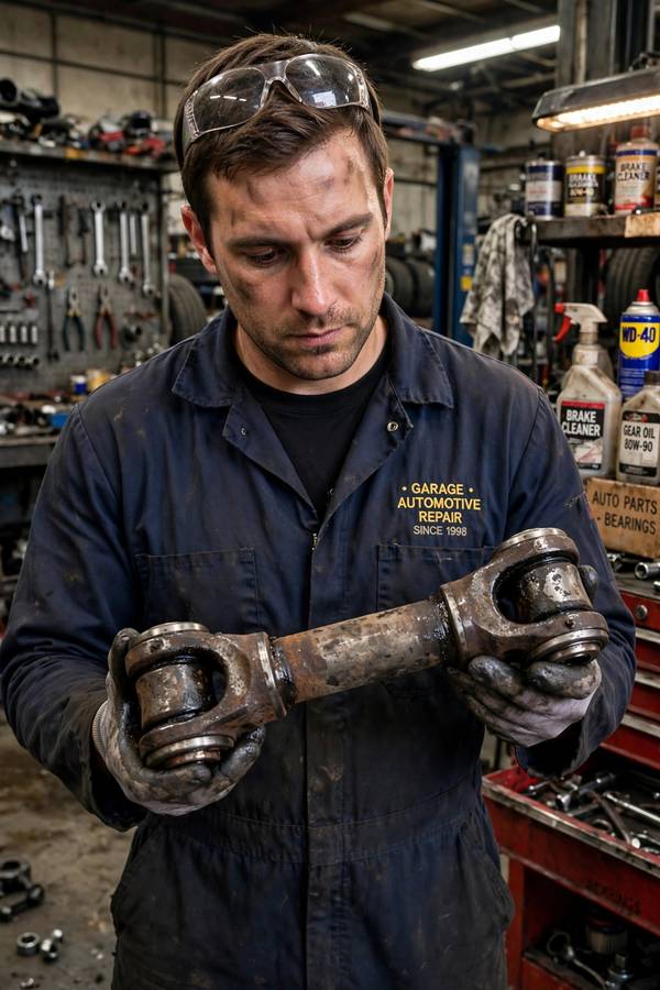 Worn U-joint, a common casualty when drivers use 4WD on dry pavement