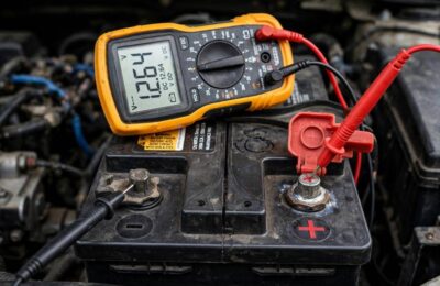 Multimeter testing voltage for the car battery voltage chart
