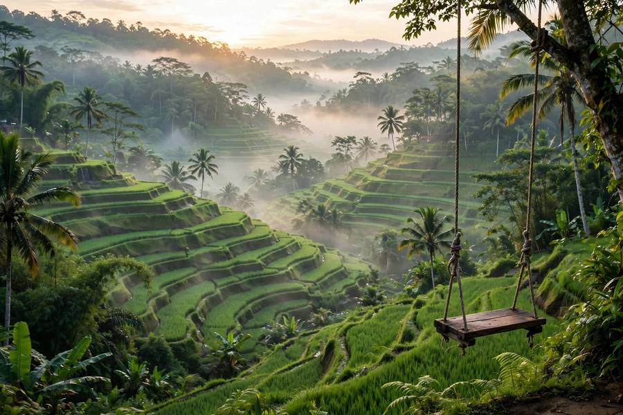 Rice terraces in Ubud Bali, one of the cheapest honeymoon destinations in Asia