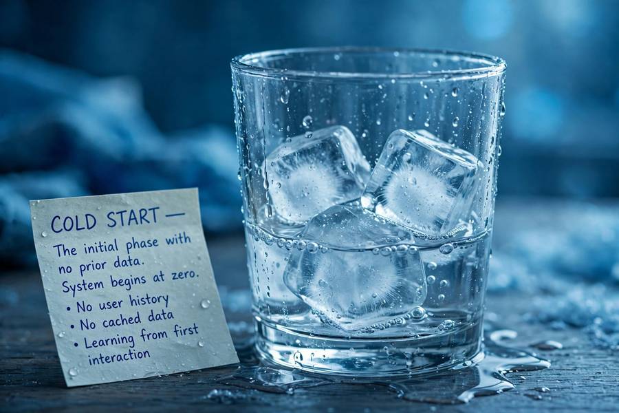 Melting ice cubes representing the cold start problem concept