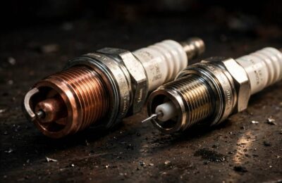Copper vs iridium spark plugs side by side showing electrode differences