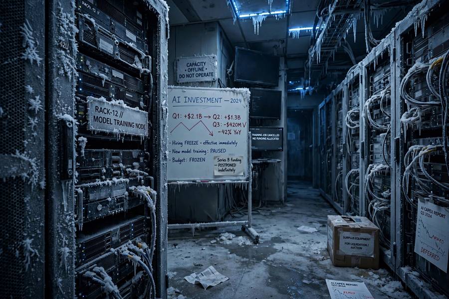 Could there be another AI winter — a frozen data center symbolizing a funding freeze