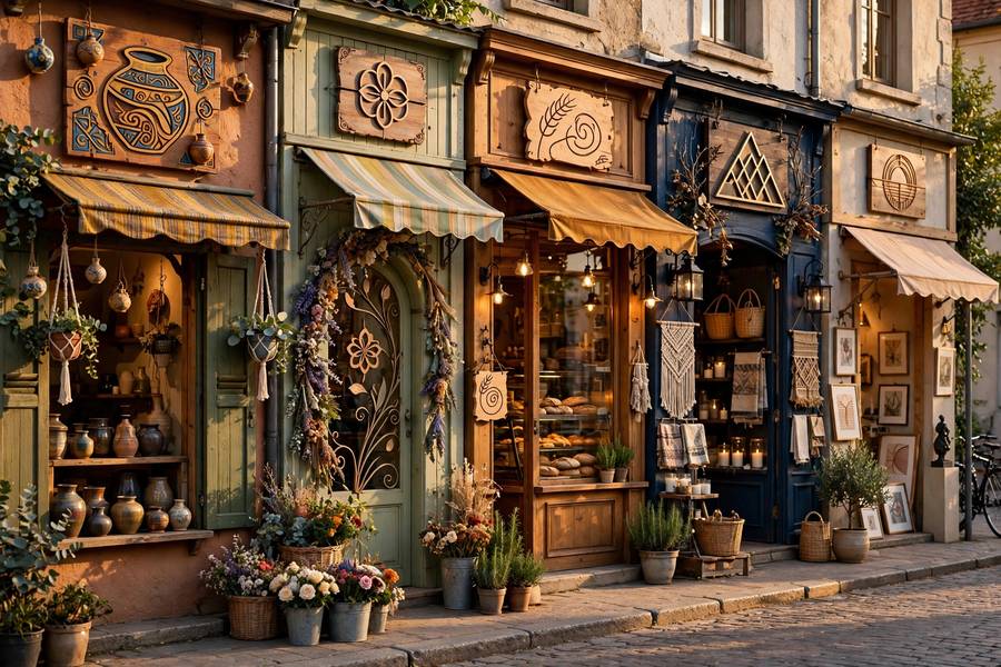 Artistic storefronts showing creative business name examples in the wild