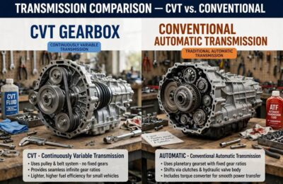 CVT gearbox compared side by side with a conventional automatic transmission