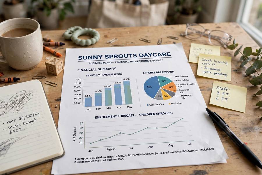 Daycare business plan with financial projections