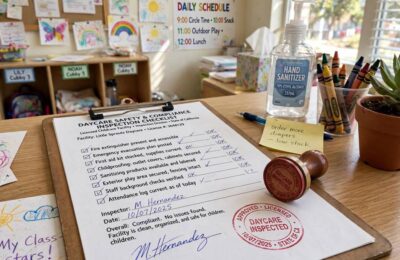 Daycare license certificate representing state licensing requirements