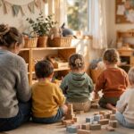 Daycare Staff to Child Ratio Requirements: The Rules That Shape Your Business Caregiver with small toddler group illustrating daycare staff to child ratio requirements