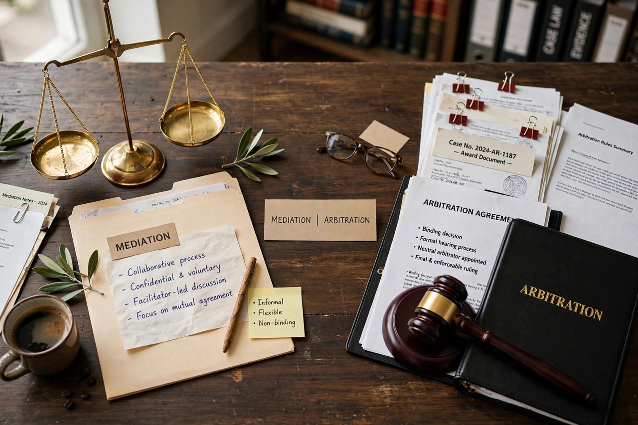 Business contract and pen on a table during dispute resolution