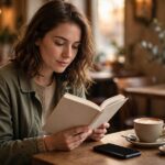 Digital Minimalism Explained: A Calmer Way to Use Tech Person putting smartphone face-down on table while reading a book