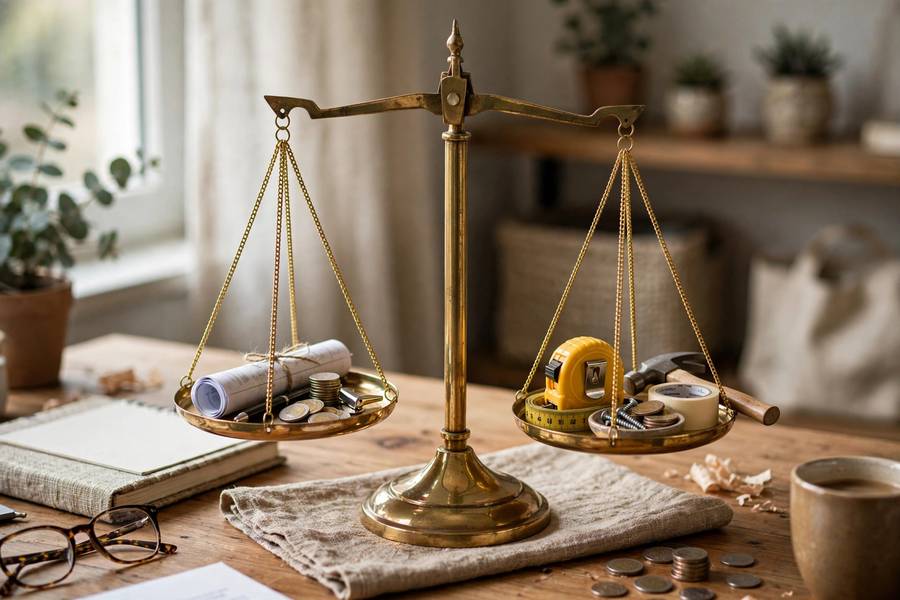 Scales balancing broker commission versus DIY savings