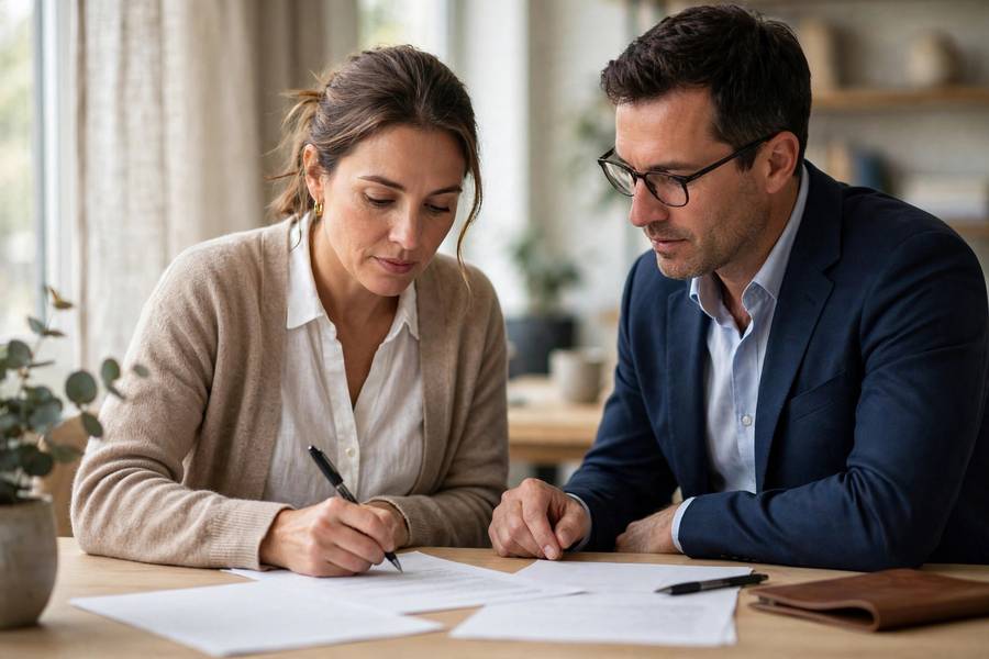 Person signing FSBO documents with attorney