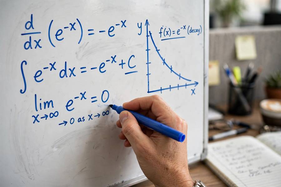 Handwriting math formulas and a loss curve on a whiteboard