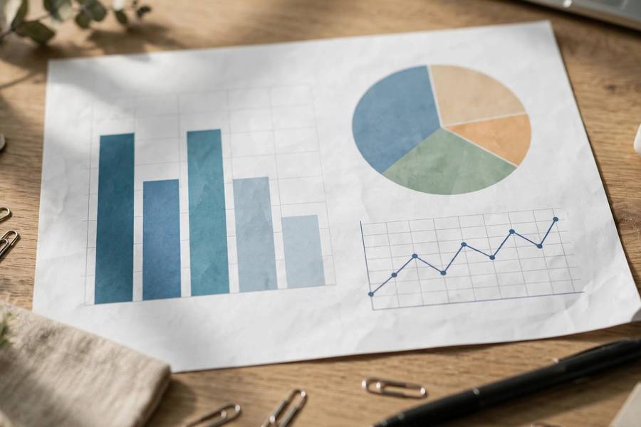 Close-up of advertising budget dashboard with spending charts
