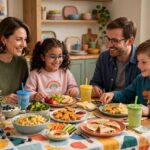 Easy Meal Ideas for Picky Eaters (That Won't Start a Dinner Battle) Colorful family dinner table with simple kid-friendly meals served
