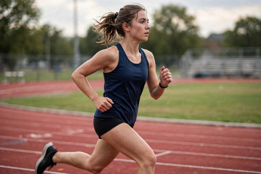 Runner on track doing endurance interval training