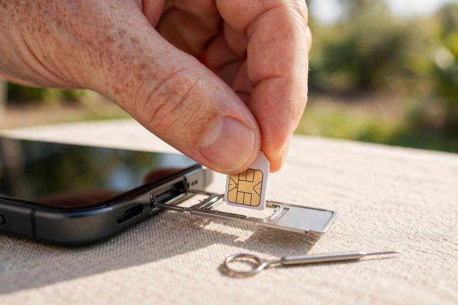 Installing a physical SIM card in a phone tray for esim vs physical sim guide