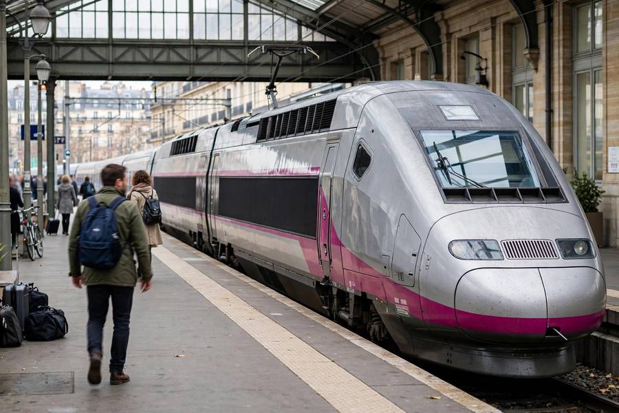 TGV high speed train at French station platform