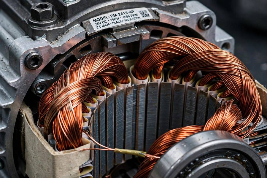 Electric motor with copper windings producing instant torque from zero RPM