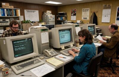 Expert systems and the AI winter — engineers at 1980s Lisp machine workstations