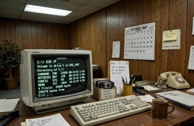 A 1980s office workstation running an expert system