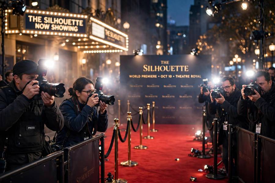 Red carpet premiere with flashing cameras where famous child actors grew up in public