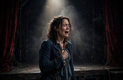 An actor in an intense emotional scene on stage