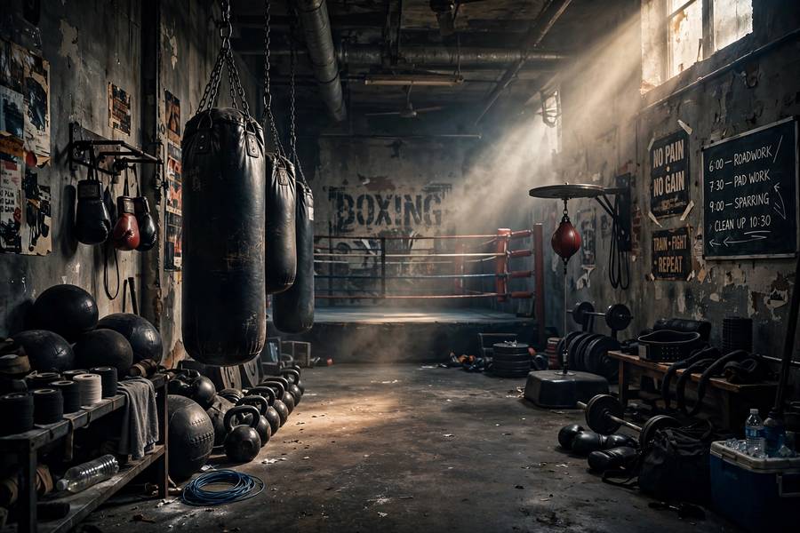 A gritty boxing gym like those in classic method-actor films