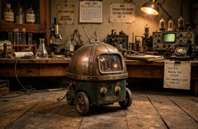 A replica of an early tortoise robot from the 1940s
