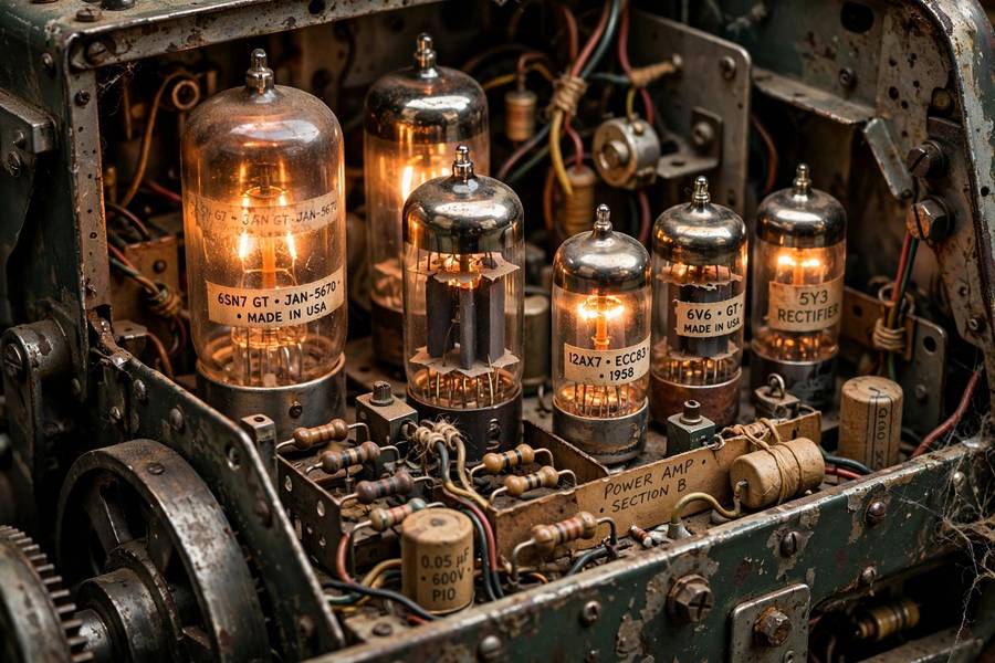 Vacuum tube electronics inside an early robot