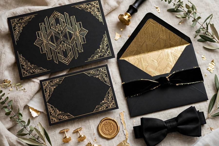 Black-tie wedding invitation suite