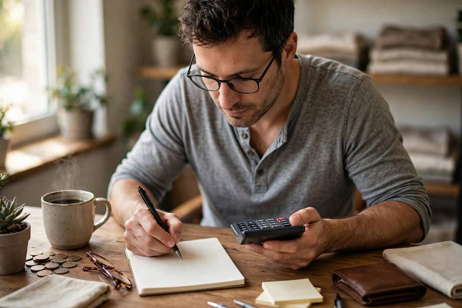 Business owner calculating royalty payments