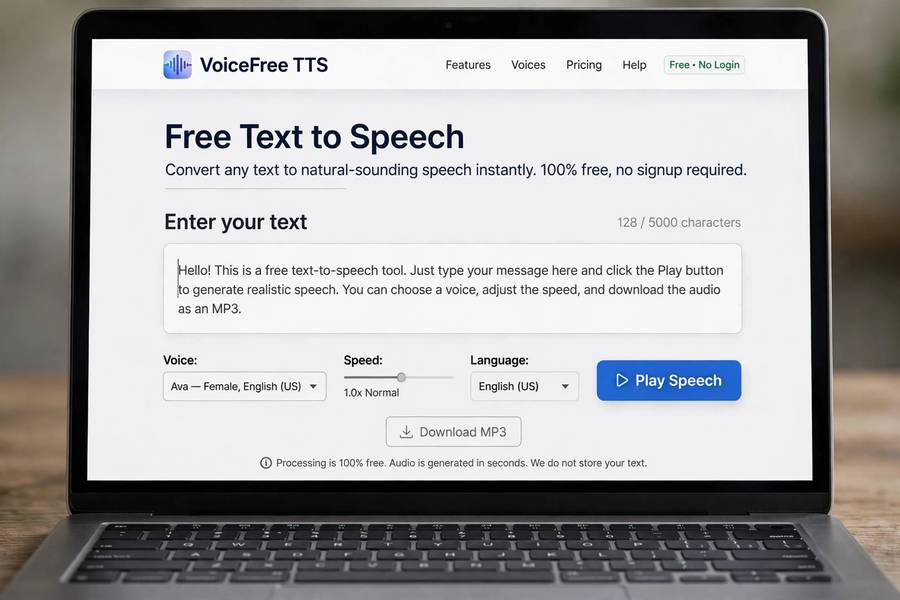 Free text to speech tool online with text input ready to convert to audio