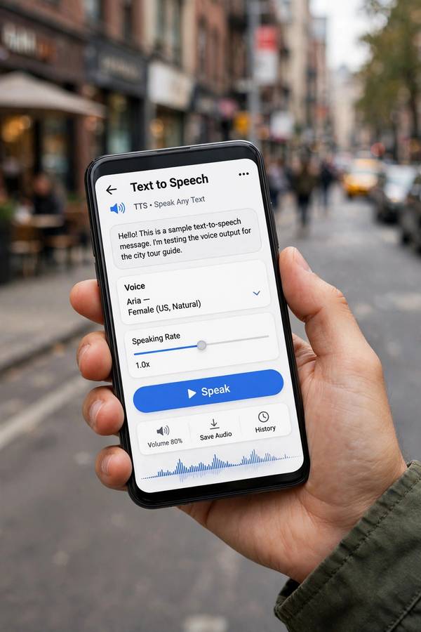 Using a free text to speech app on a smartphone while outdoors
