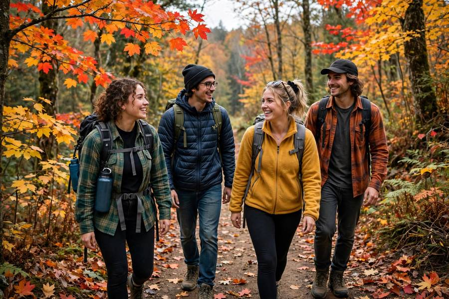 Hiking through fall foliage, a favorite among fun fall activities