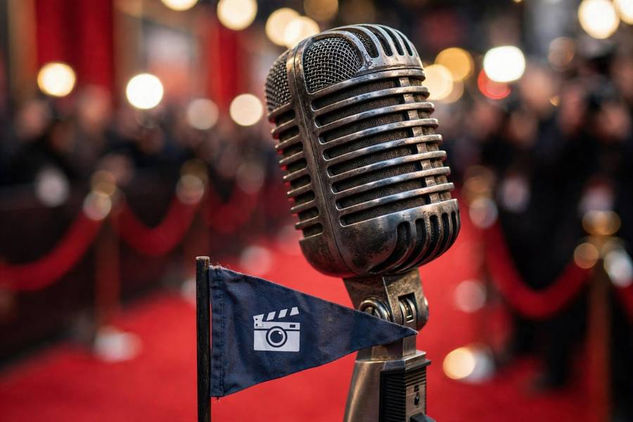 Press microphone at a movie premiere — backdrop of the funniest press tour moments