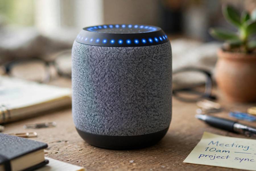 Voice assistant illustrating gender bias in AI design choices