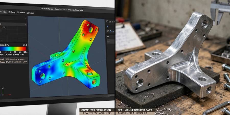 Simulation versus manufactured part comparison from a generative design case study