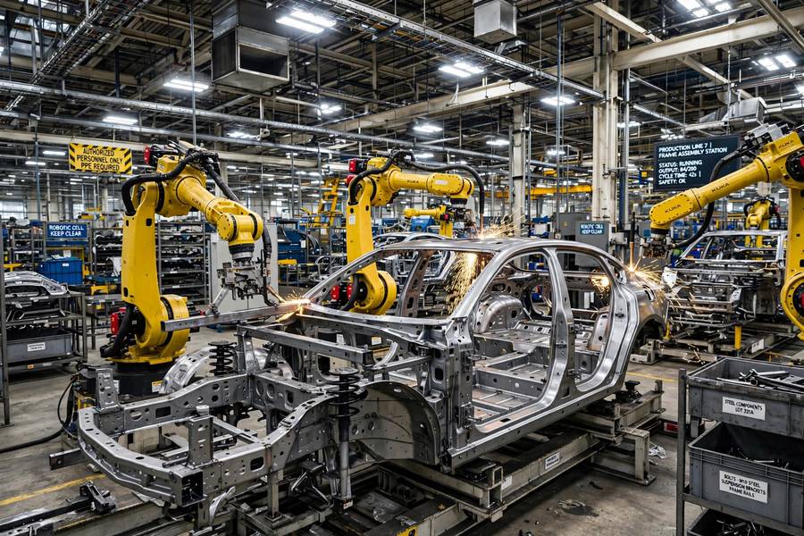 Automotive factory where generative design in the automotive industry meets modern manufacturing