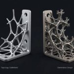 Comparison of a topology optimization result and a generative design result for the same bracket